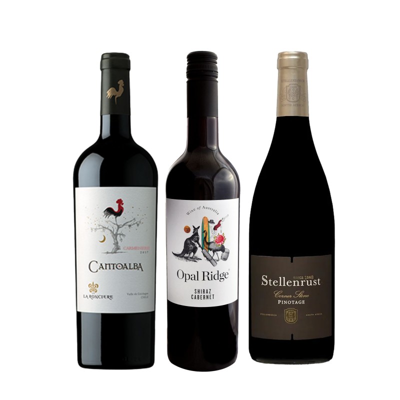 vins du nouveau monde - coffret 3 bouteilles